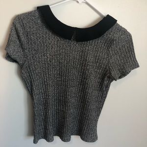 Grey Collared Ribbed T-Shirt